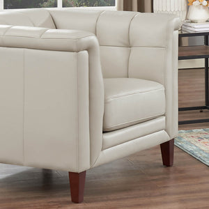 English Elm Arvo Leather Chair with Top-Grain Seating, Pocket Coil Cushions, Feather-Memory Comfort & Durable Frame Beige B2705P328594