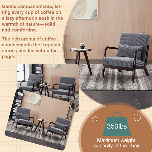 English Elm Mid-Century Accent Chair & Walnut Coffee Table Set - Vintage Elegance For Living Room & Bedroom Use W2989P362782