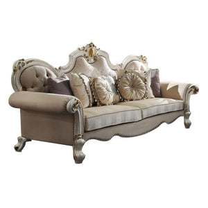 Homeroots 93" Pearl Velvet Sofa And Toss Pillows   491009