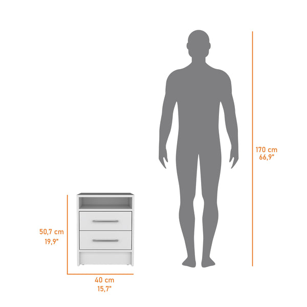 English Elm Philadelphia Nightstand with Two Drawers and Concealed Open Shelf for Clutter-Free Bedroom Organization B128P148787