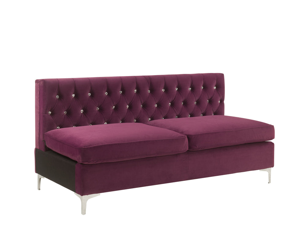 Homeroots 69" Burgundy Velvet Modular Sofa With Silver Legs   491026