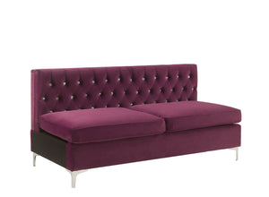 Homeroots 69" Burgundy Velvet Modular Sofa With Silver Legs   491026