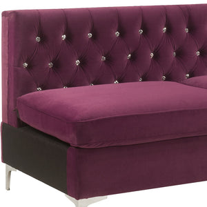 Homeroots 69" Burgundy Velvet Modular Sofa With Silver Legs   491026