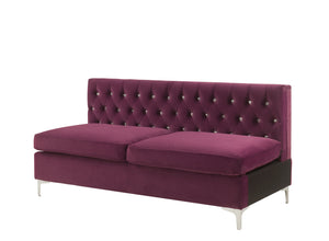 Homeroots 69" Burgundy Velvet Modular Sofa With Silver Legs   491026