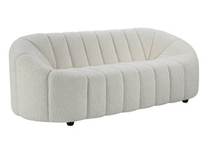 Homeroots 84" White Sherpa Sofa With Black Legs   491040