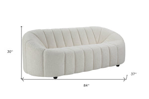 Homeroots 84" White Sherpa Sofa With Black Legs   491040