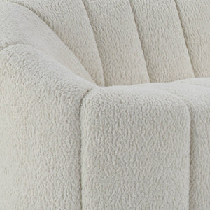 Homeroots 84" White Sherpa Sofa With Black Legs   491040