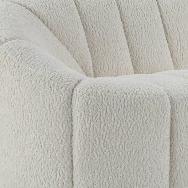 Homeroots 84" White Sherpa Sofa With Black Legs   491040