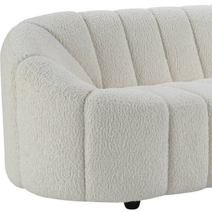 Homeroots 84" White Sherpa Sofa With Black Legs   491040