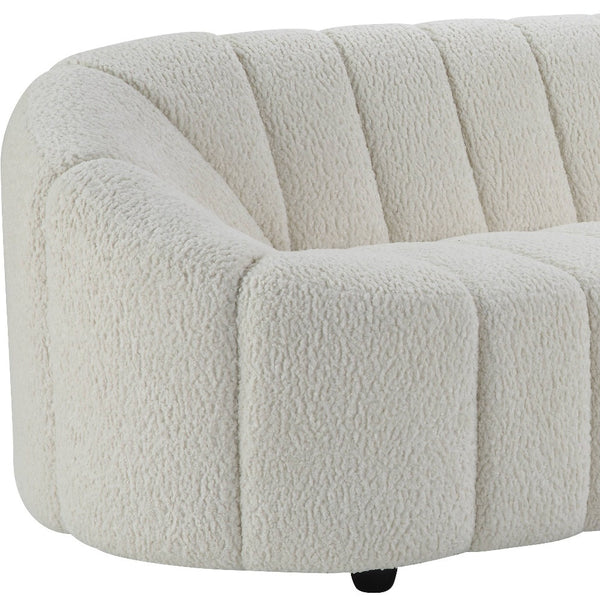 Homeroots 84" White Sherpa Sofa With Black Legs   491040