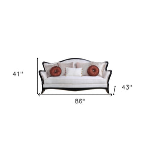 Homeroots 86" Beige Sofa And Toss Pillows With Black Legs   491041