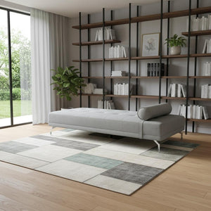 HomeRoots 74" Gray Velvet Convertible Futon Sofa - Modern Design, Plush Comfort, & Versatile for Small Spaces 491043