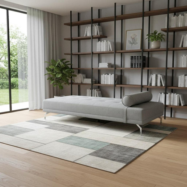 HomeRoots 74" Gray Velvet Convertible Futon Sofa - Modern Design, Plush Comfort, & Versatile for Small Spaces 491043