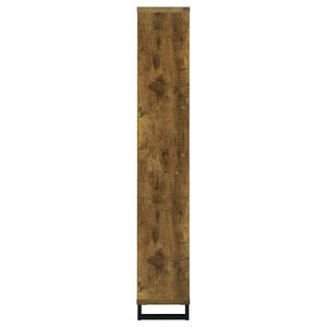 English Elm 1pc Industrial Bookcase 10-Tier Rustic Antique Nutmeg with Black Metal Base – Tall 34.75x11.5x70.75" Organizer for Living Room Office Decor B011P305634