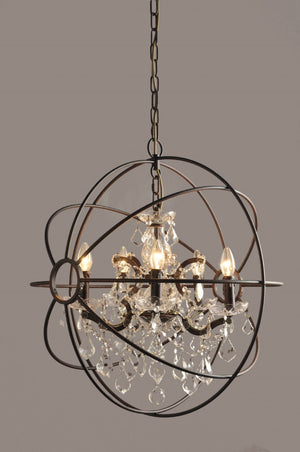 Bronze Five Light Chandelier Sculptural Metal Ceiling Fixture for Elegant Dining