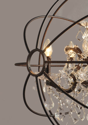 Bronze Five Light Chandelier Sculptural Metal Ceiling Fixture for Elegant Dining