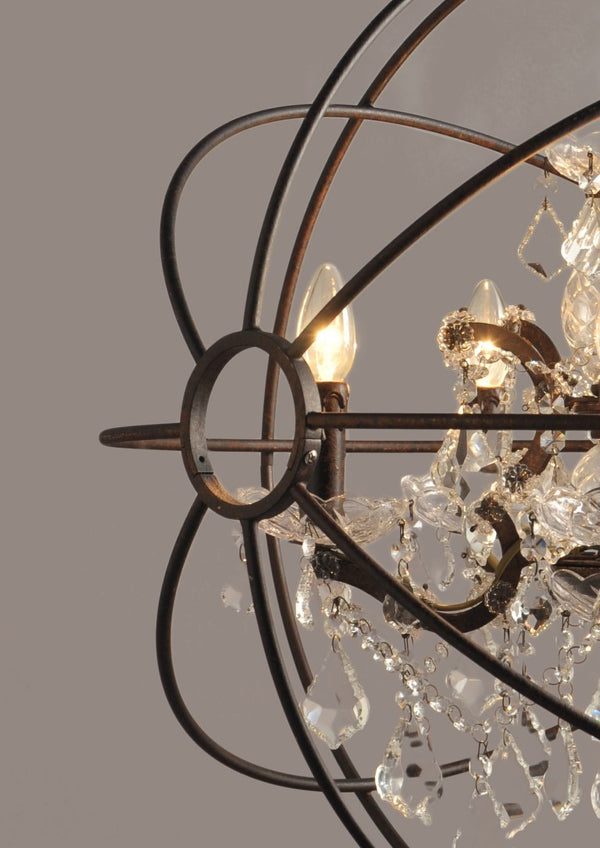 Bronze Five Light Chandelier Sculptural Metal Ceiling Fixture for Elegant Dining