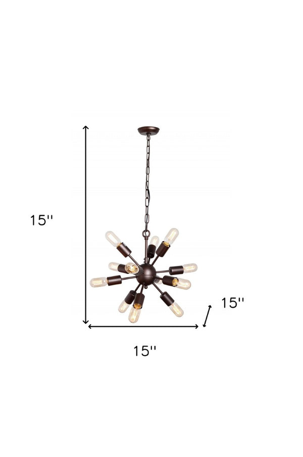 Sputnik Twelve Arm Metal Chandelier Mid-century Atomic Starburst Ceiling Light for Modern Spaces