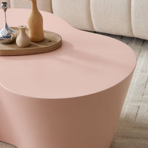 English Elm 50 Inch Sculptural Fiberglass Coffee Table Ready to Use Focal Point for Modern Living Rooms Pink W876P452392