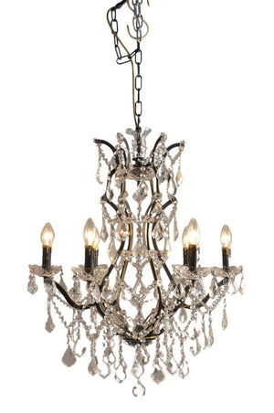 HomeRoots Black Six Light Crystal Chandelier Glam Ceiling Fixture for Dining or Foyer 491060