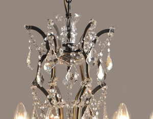 Black Six Light Crystal Chandelier Glam Ceiling Fixture for Dining or Foyer