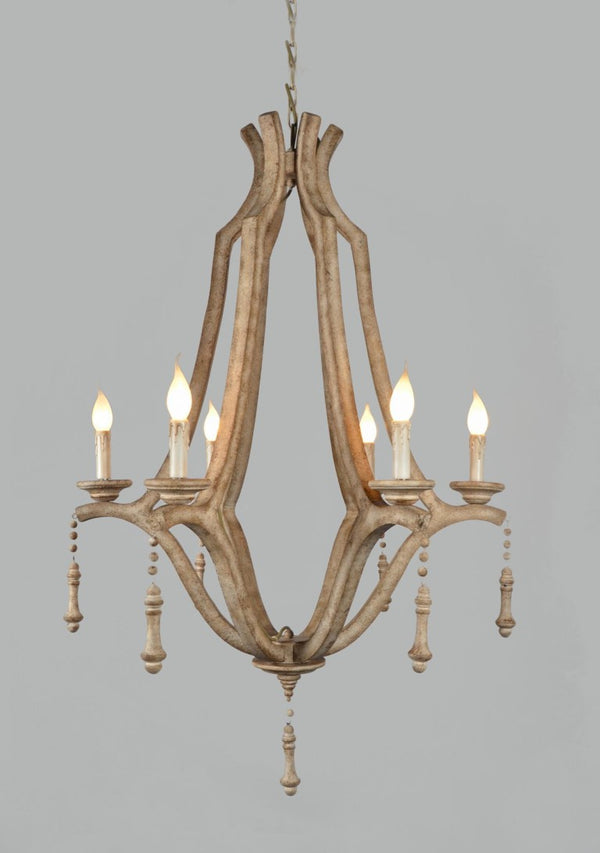 Brown Six Light Metal Chandelier Candle Style Ceiling Fixture for Dining Rooms