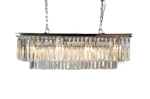 HomeRoots Black Eight Light Crystal Chandelier Glam Dining Room Ceiling Fixture Metal Frame 491069