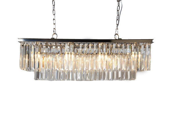 HomeRoots Black Eight Light Crystal Chandelier Glam Dining Room Ceiling Fixture Metal Frame 491069
