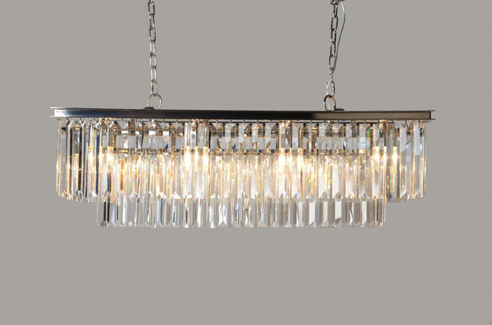 HomeRoots Black Eight Light Crystal Chandelier Glam Dining Room Ceiling Fixture Metal Frame 491069