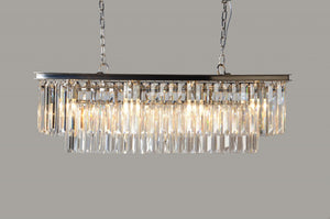 Black Eight Light Crystal Chandelier Glam Dining Room Ceiling Fixture Metal Frame