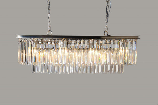Black Eight Light Crystal Chandelier Glam Dining Room Ceiling Fixture Metal Frame