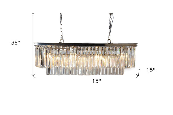 Black Eight Light Crystal Chandelier Glam Dining Room Ceiling Fixture Metal Frame