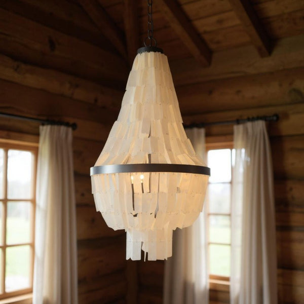 Bronze Three Light Chandelier with White Drum Shades for Elegant Dining Rooms