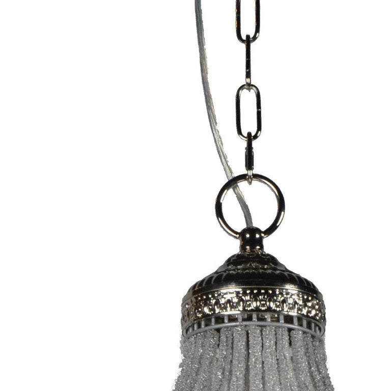 HomeRoots Silver Crystal Chandelier with Clear Glass Shades for Glamorous Dining Room Decor 491073