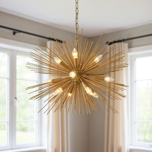 Sputnik Twelve Arm Metal Chandelier Mid-century Atomic Starburst Ceiling Light for Modern Spaces