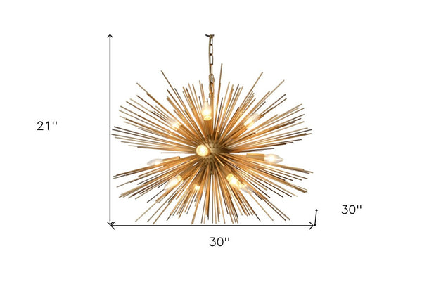Sputnik Twelve Arm Metal Chandelier Mid-century Atomic Starburst Ceiling Light for Modern Spaces
