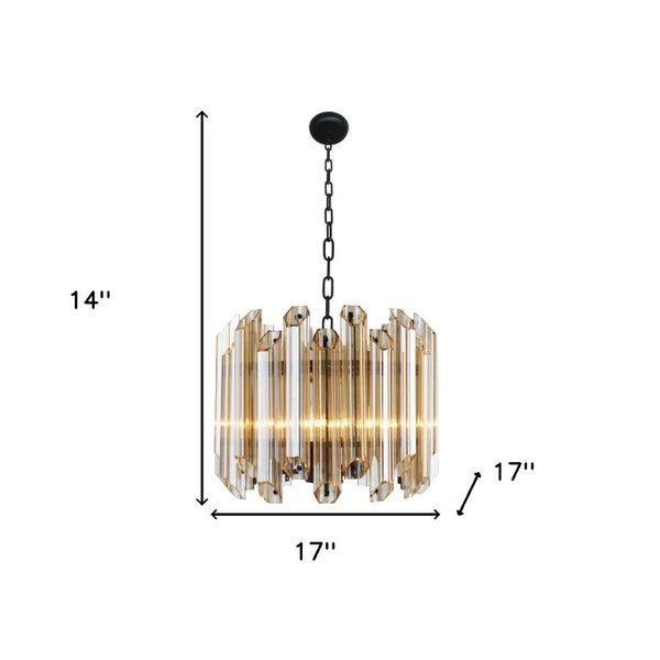 Amber Five Light Beveled Glass Chandelier Warm Glowing Metal Ceiling Fixture