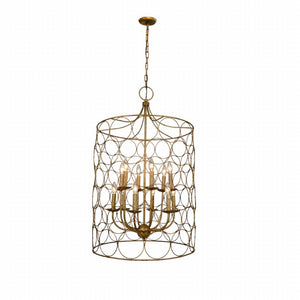 Gold Twelve Light Chandelier Glamorous Metal Fixture with Matching Candelabra Shades