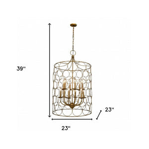Gold Twelve Light Chandelier Glamorous Metal Fixture with Matching Candelabra Shades