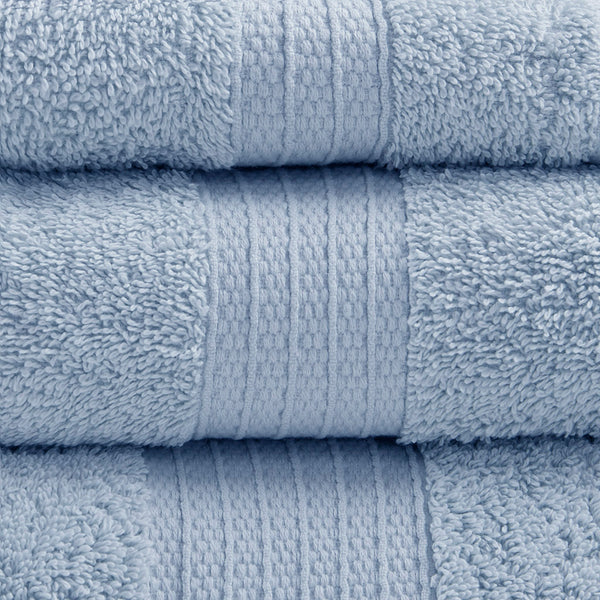 JLA Home Madison Park - 6 Organic Cotton Towel Set — 650 GSM Hotel-Soft, GOTS & OEKO-TEX Certified, Quick-Dry, Plush Absorbency Blue MP73-6181