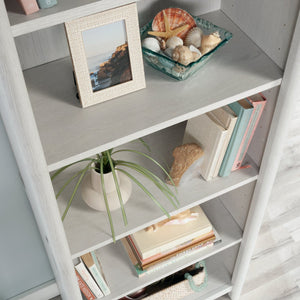 English Elm 5-Shelf Stylish Bookcase In White Finish - Space-Saving Storage Solution For Home, Office & Décor B356P402718