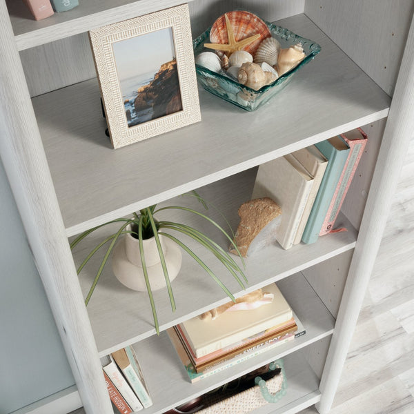 English Elm 5-Shelf Stylish Bookcase In White Finish - Space-Saving Storage Solution For Home, Office & Décor B356P402718