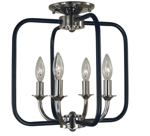 Framburg 4-light Matte Black Theorem Dining Chandelier - Elegant Flush Mount Lighting For Modern Spaces Polished Nickel With Matte Black Accents Metal 4911 Pn/Mblack