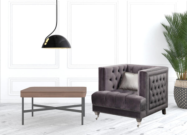 Homeroots 38" Black Tufted Arm Chair   491100