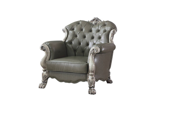 HomeRoots 45" Champagne Faux Leather Arm Chair - Modern Glamour, Plush Comfort, Durable Design for Any Space 491102