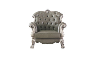 HomeRoots 45" Champagne Faux Leather Arm Chair - Modern Glamour, Plush Comfort, Durable Design for Any Space 491102