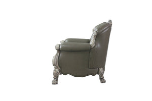 HomeRoots 45" Champagne Faux Leather Arm Chair - Modern Glamour, Plush Comfort, Durable Design for Any Space 491102