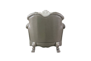 HomeRoots 45" Champagne Faux Leather Arm Chair - Modern Glamour, Plush Comfort, Durable Design for Any Space 491102