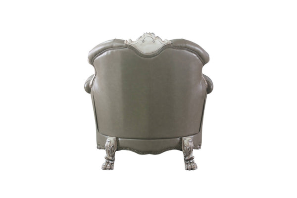 HomeRoots 45" Champagne Faux Leather Arm Chair - Modern Glamour, Plush Comfort, Durable Design for Any Space 491102