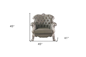 HomeRoots 45" Champagne Faux Leather Arm Chair - Modern Glamour, Plush Comfort, Durable Design for Any Space 491102